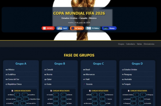 Fiebre mundialista: Un fixture interactivo digital de la copa del Mundo con tablas, cruces y fechas