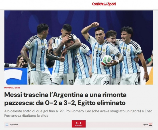 “Histórica remontada” y “Dios ha resucitado”: La reacción de los medios del mundo tras el 3-2 de la Argentina frente a Egipto